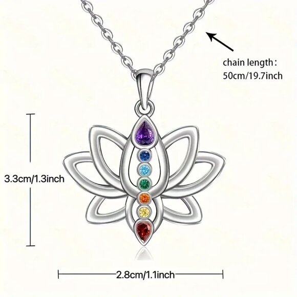 Elegant 7 Chakra Lotus Pendant Necklace - Picture 2 of 6
